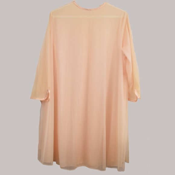 Vanity Fair Robe 2 Layer Peignoir 38 Chiffon Peach Vintage 1950s Hollywood Glam - Picture 3 of 14